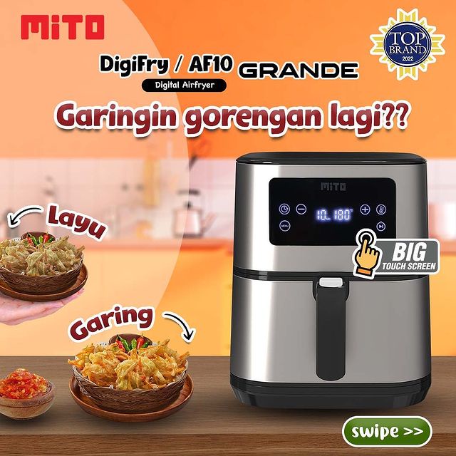 Air Fryer Mito Grande AF10 Kapasitas 6 Liter Garansi Resmi