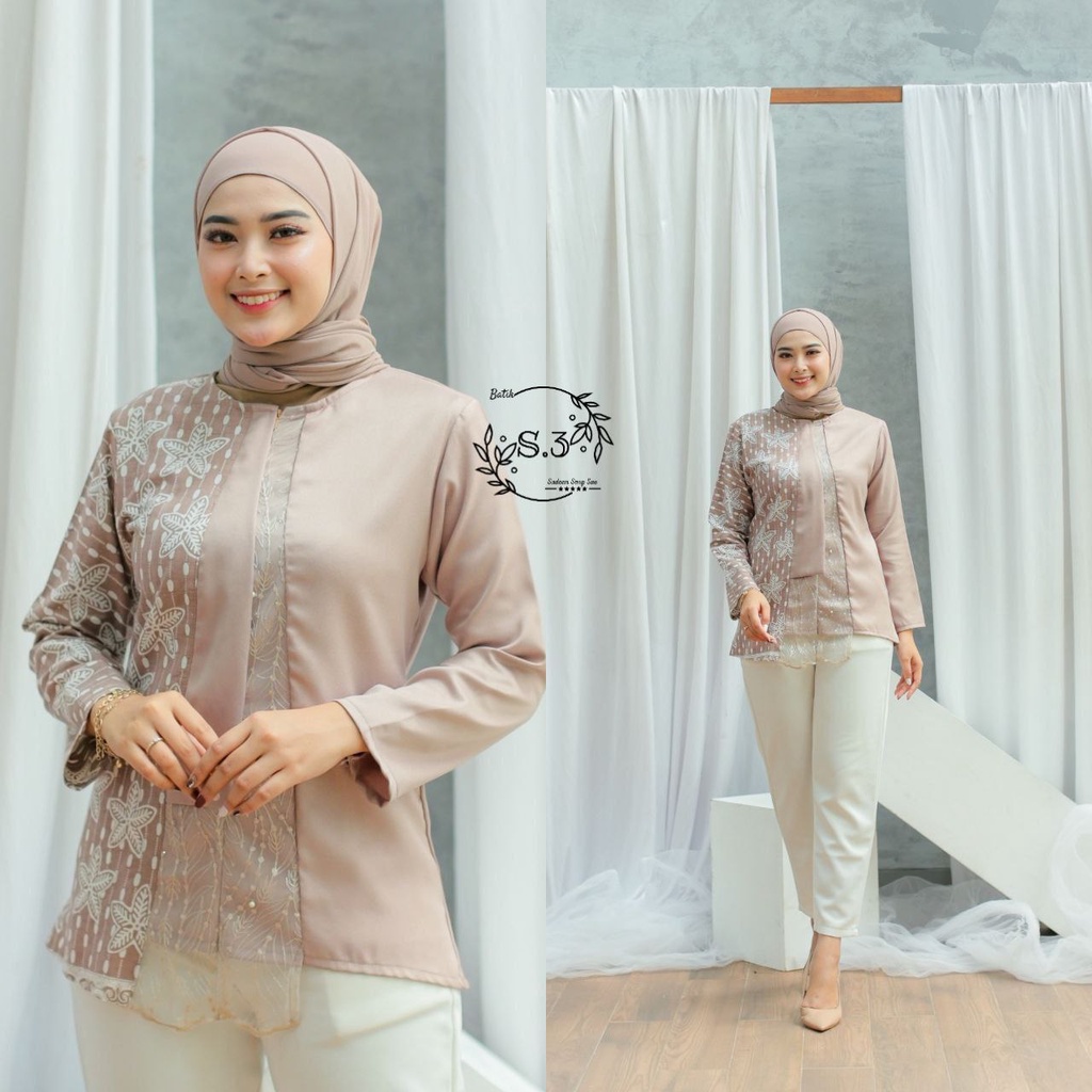 Anindya Blouse Batik Wanita Atasan Batik Lengan Panjang