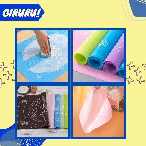 Alas Adonan Kue Silikon / Alas Bahan Adonan Kue / Alas Baking Pastry Adonan Kue Bahan Silikon Anti Panas / Alas Kue / Alas Cetakan Kue / Alas Adonan Kue Silicone Baking Pastry Silikon Mat Anti Lengket Besar Kecil Bagus Premium / Tatakan Bahan Adonan Kue