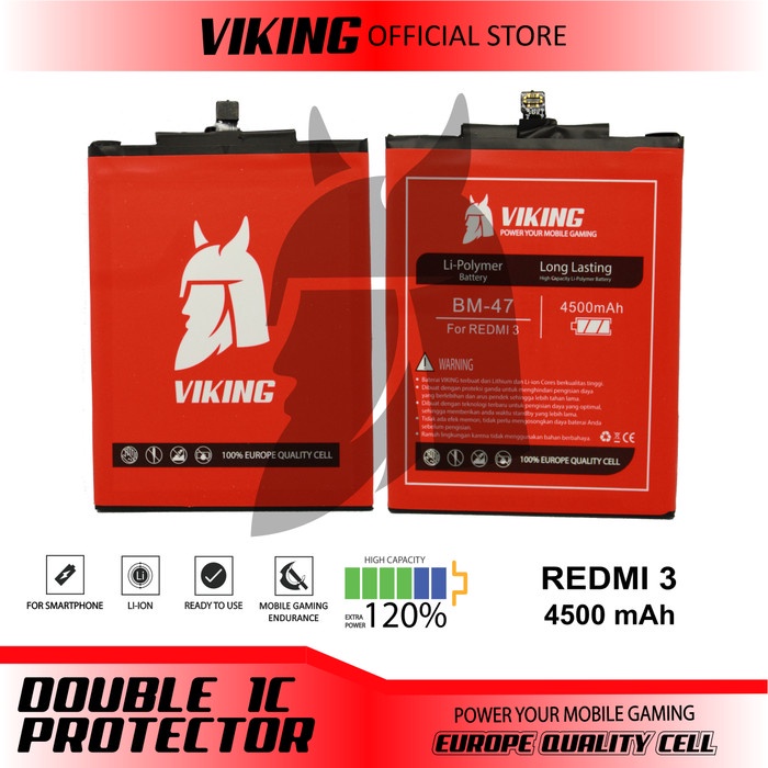 BATERAI VIKING XIAOMI REDMI 3 3S 3X 3 PRO BM47 DOUBLE POWER