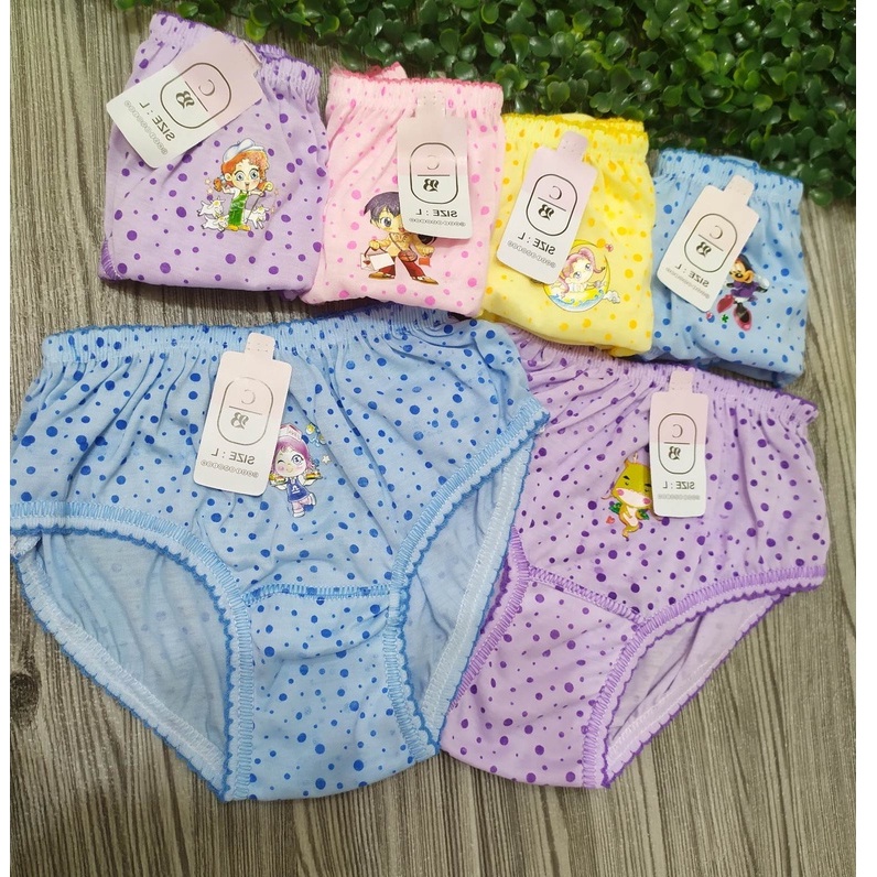 6 Pcs CD Celana Dalam Anak Perempuan motif lucu / size S M L XL / Bahan Lembut Katun