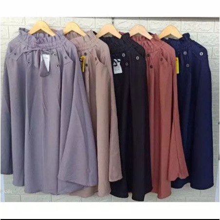 Rok Muslimah Panjang Polos Model Payung Murah Bahan Moscrepe  / Rok Payung Wanita Jumbo Bahan Moscra