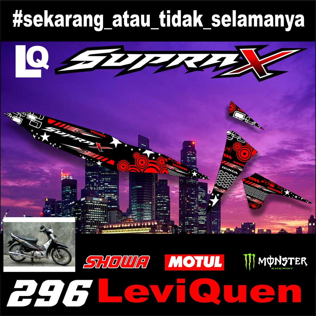 Striping Supra 100(296) / Supra X / Supra Fit Lama Variasi Sticker Stiker Skotlet Motor