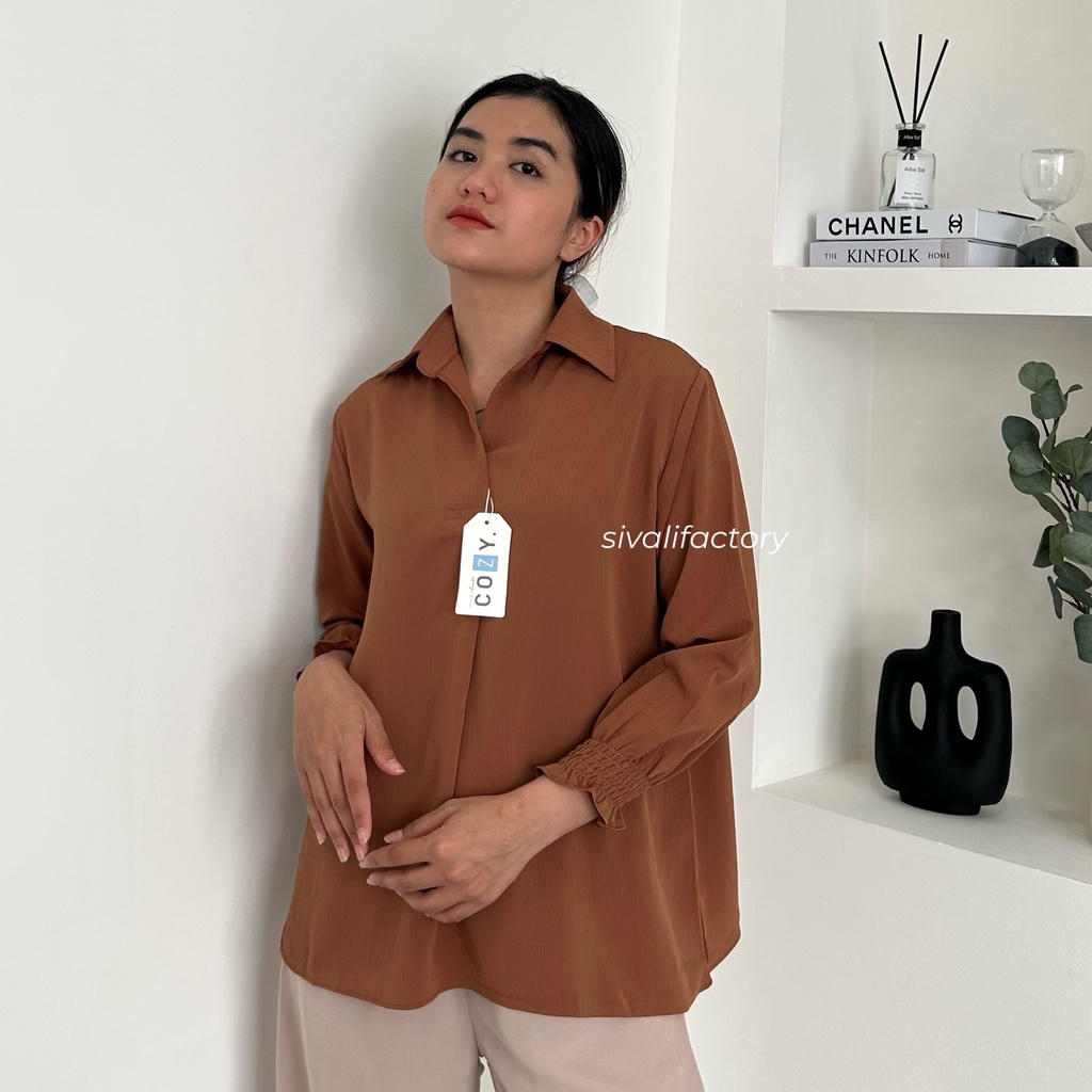 SIVALI Aster Top - Korean Blouse Shirt - Baju Atasan Wanita Lengan Panjang