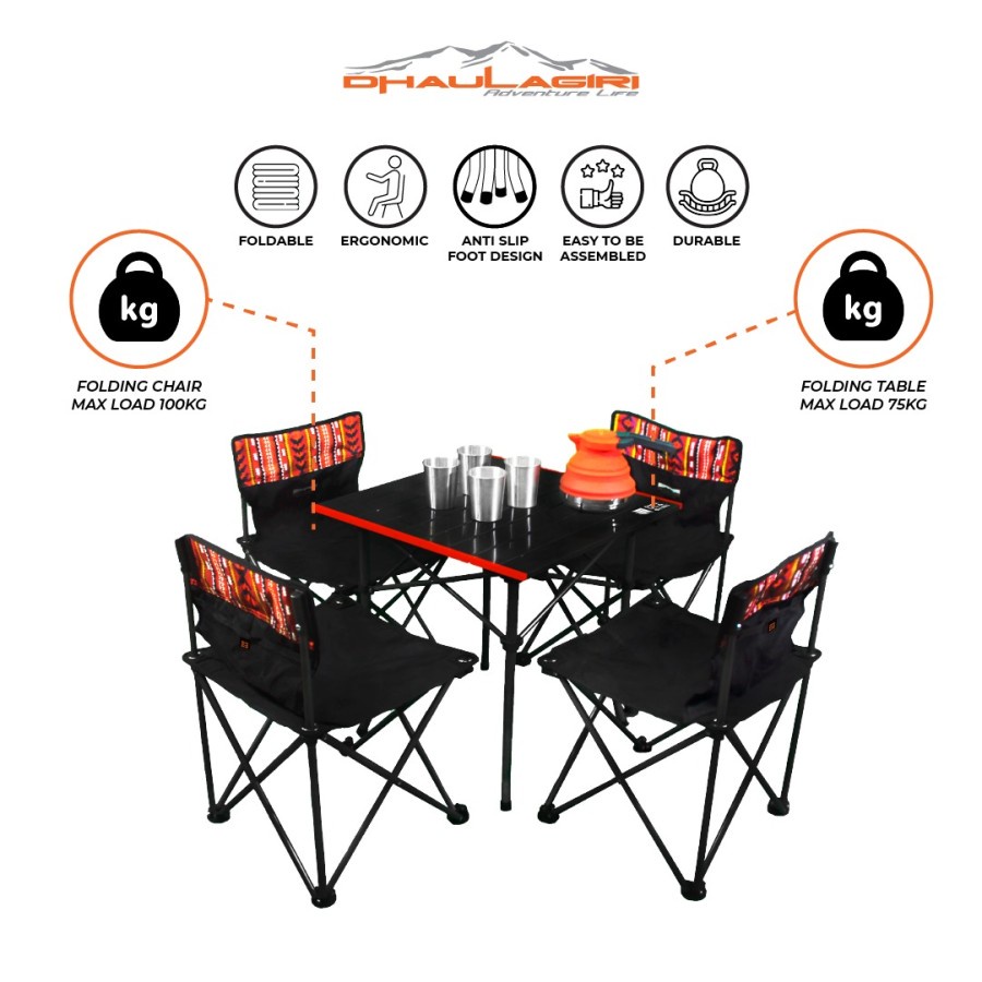 Table Chair Set Dhaulagiri Etnik Meja Kursi Piknik Lipat Camping