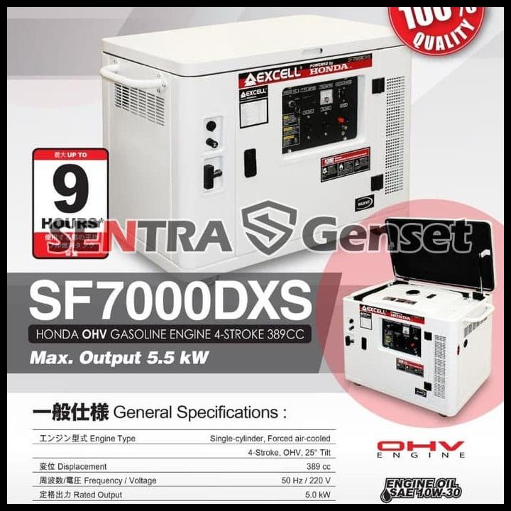 Genset silent Honda 5000 watt. Excell SF 7000 dxs