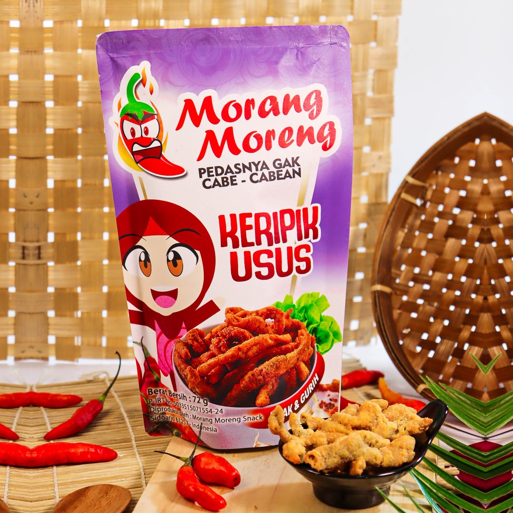 

Kripik Usus Pedas Morang Moreng / Keripik Usus Krispi Aneka Rasa Pouch