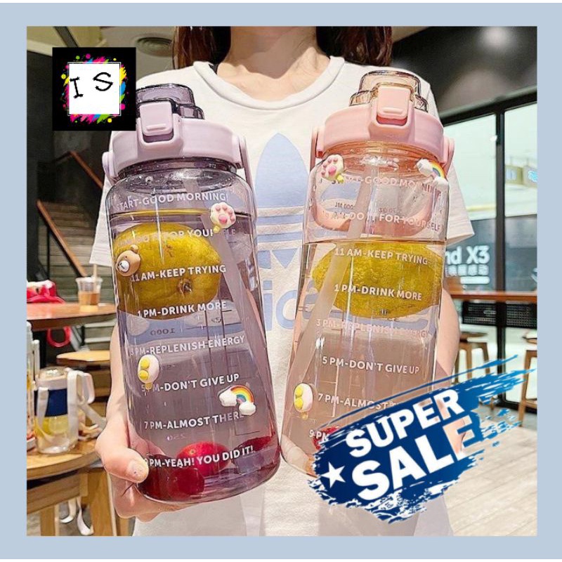 BOTOL MINUM VIRAL MOTIVASI 2L BENING / Botol 2L Transparan Free 3D&amp;2D