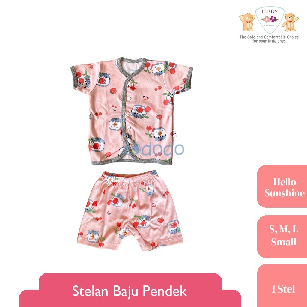 Baju Bayi Setelan Pendek Anak Kecil LIBBY Motif Hello Sunshine (1stel)