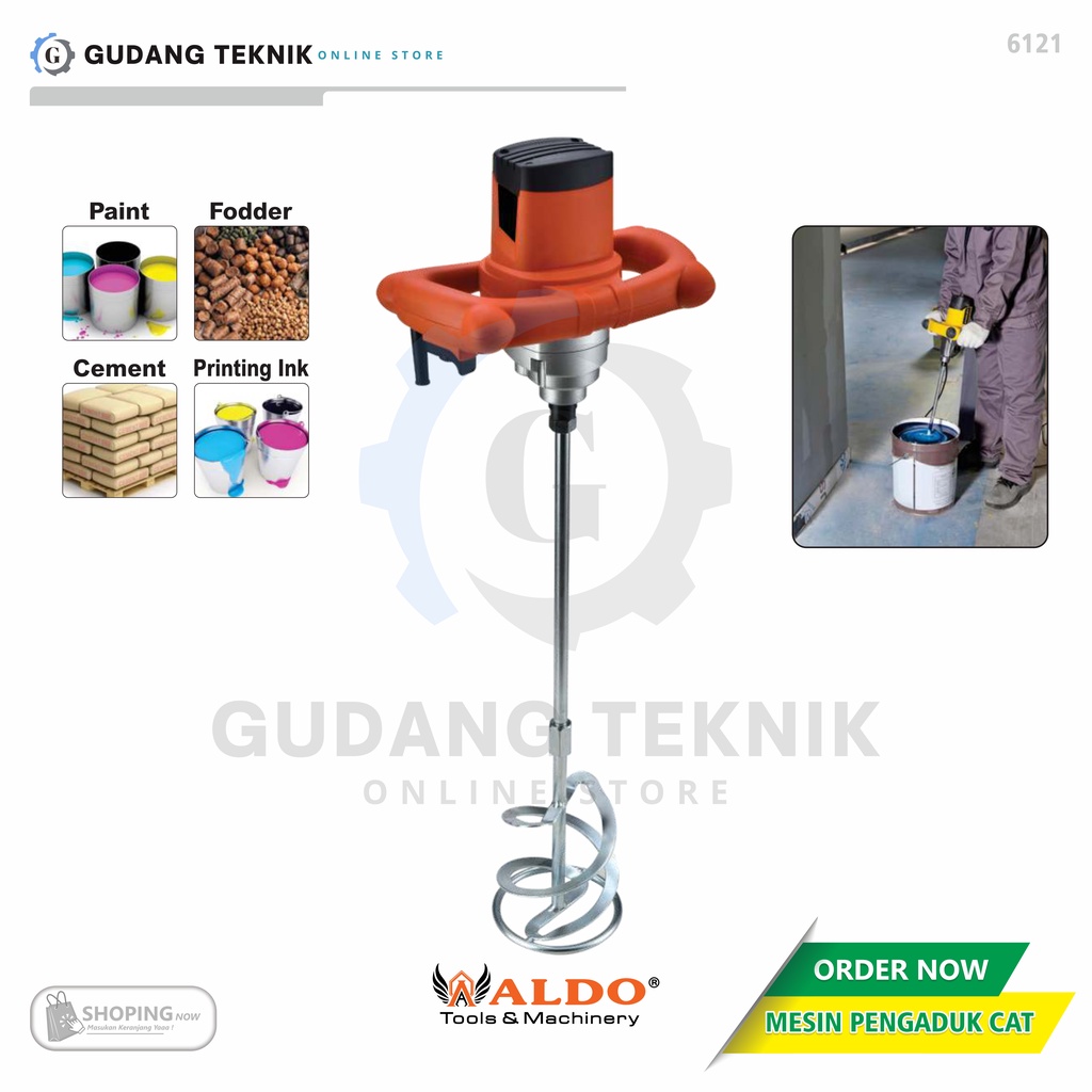 Mesin Bor Pengaduk Cat 120mm ALDO 6121 / Paint Mixer 1220W ALDO 6121 - Mesin Mixer Cat Multifungsi ALDO