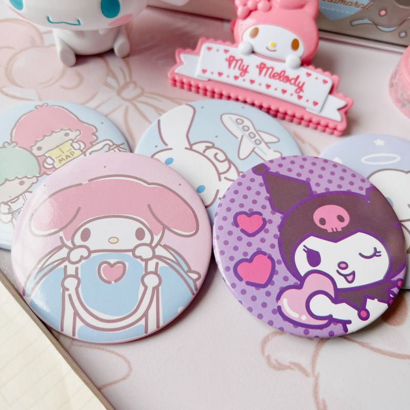 CERMIN KACA BULAT MINI CINNAMOROLL MELODY KUROMI HELLO KITTY TWIN STARS  KIKI LALA SANRIO MAKE UP IMPOR