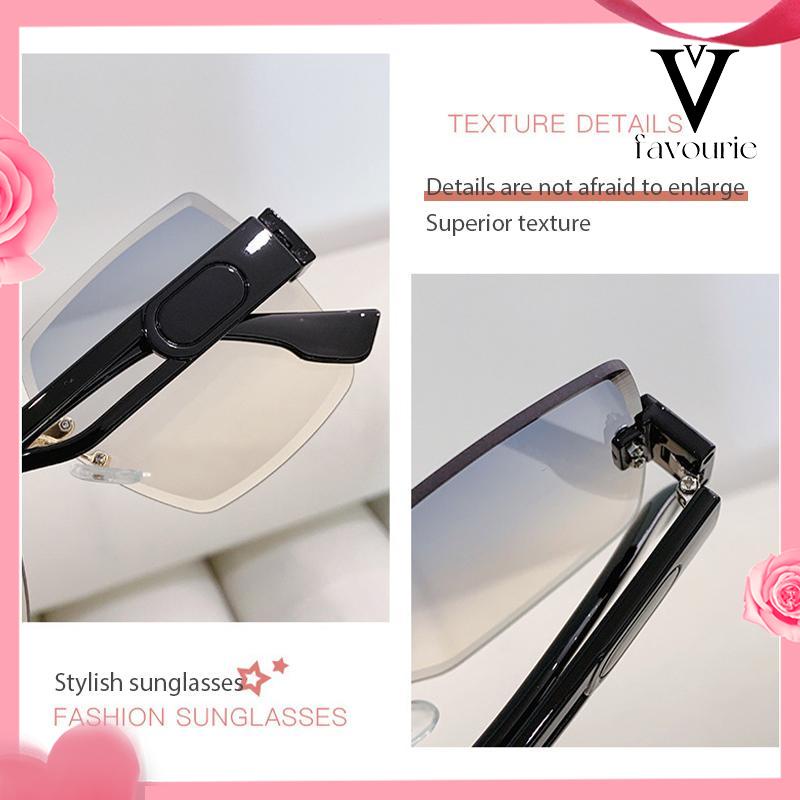 CODKacamata Hitam UV400 Tanpa Bingkai Bentuk Persegi Warna Gradasi Gaya Korea Untuk Wanita-FA