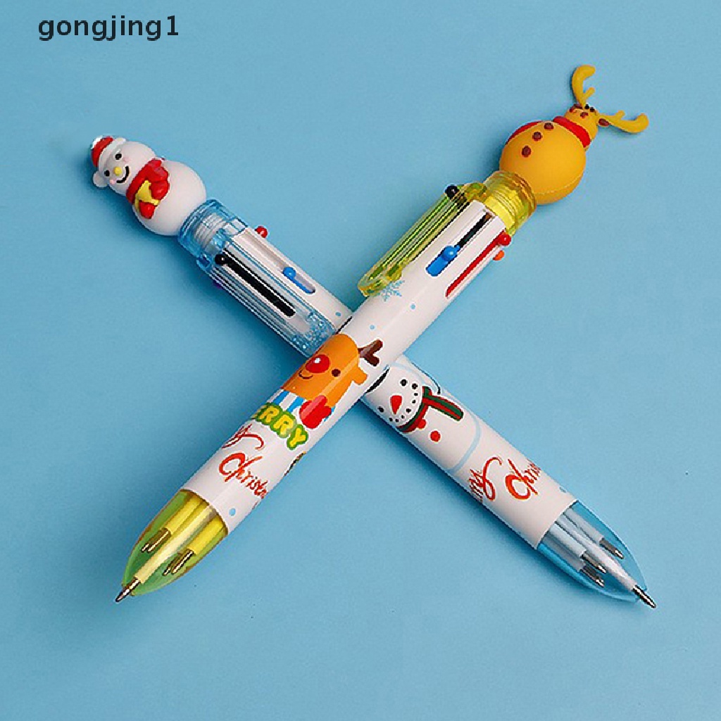 Ggg 1Pcs Natal 6warna Bolpoin Lucu Kawaii Xmas Ditarik Rollerball Pen ID