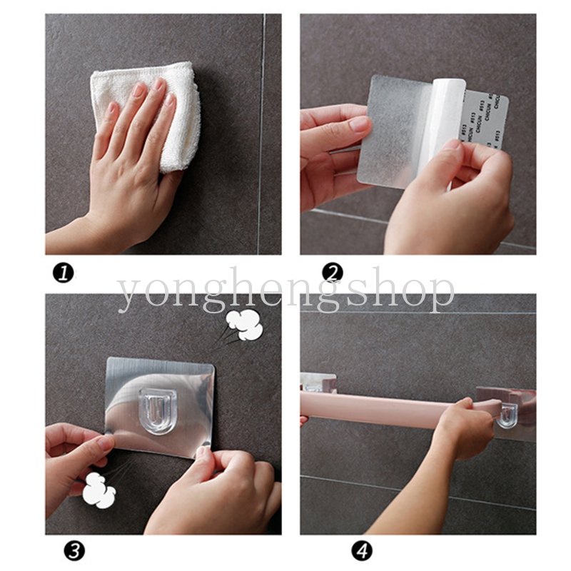 Punch Free Self Adhesive Towel Rack Tempat Handuk Wajah Rak Gantungan Lap Dapur Rak Dinding Rak Penyimpanan Handuk Mandi Aksesoris Kamar Mandi