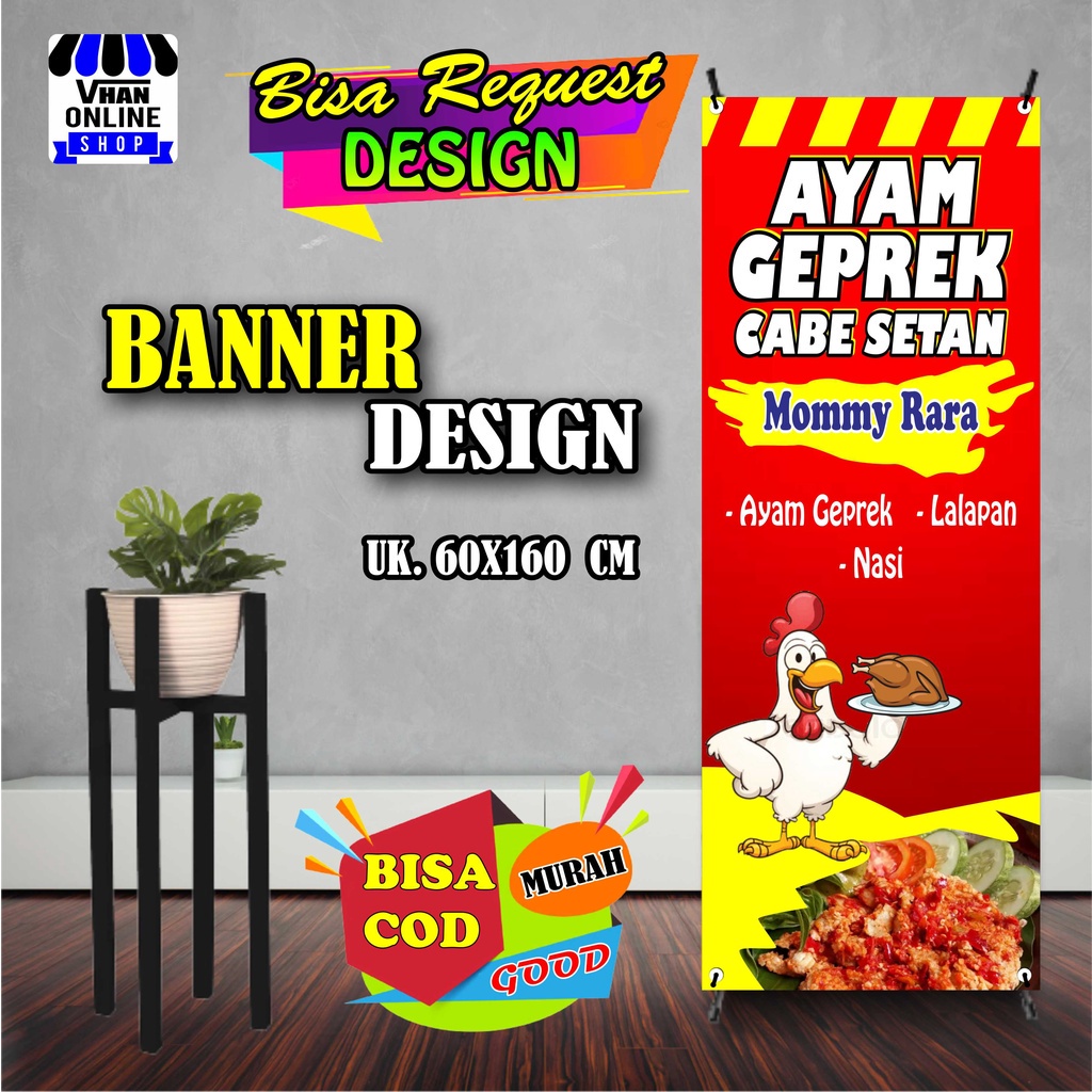 Spanduk Banner Jualan Ayam Geprek, Chicken, Ayam Crispy Bagus Murah