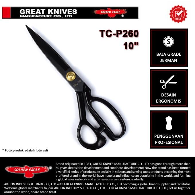 

Gunting Potong Bahan Kain Golden Eagle 10inch TC-P260 - Tailor Scissor