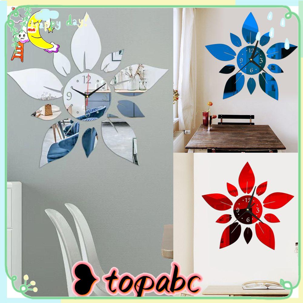 Top Mirror Clock Decal Jam Decal Akrilik 3D DIY Gantung Bunga