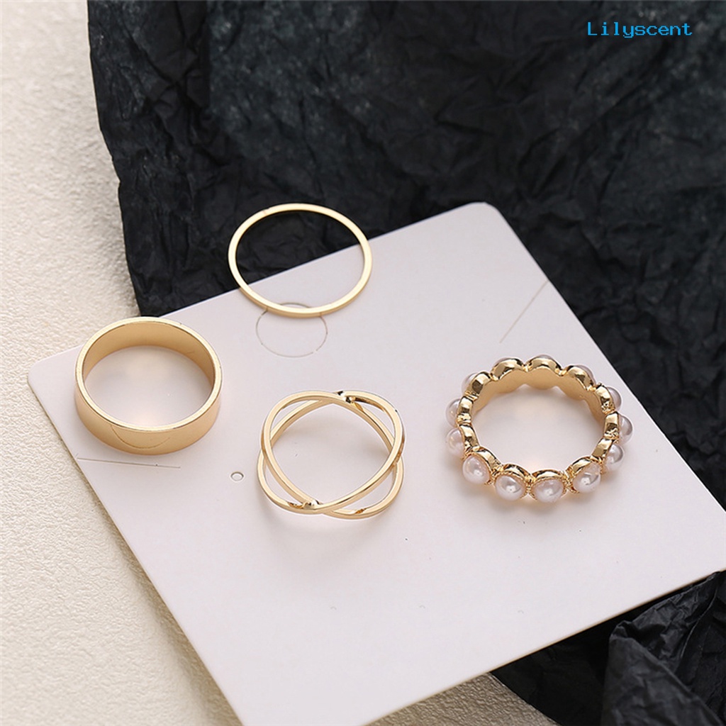 [LS]4Pcs Cincin Kawin Cincin Kawin Eye-catching Shiny Dress Up Tahan Lama Cincin Kilau Cerah Indah Untuk Pesta