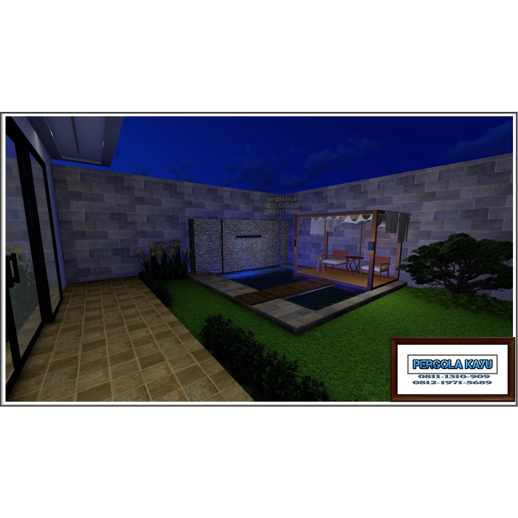 gazebo pergola kolam koi