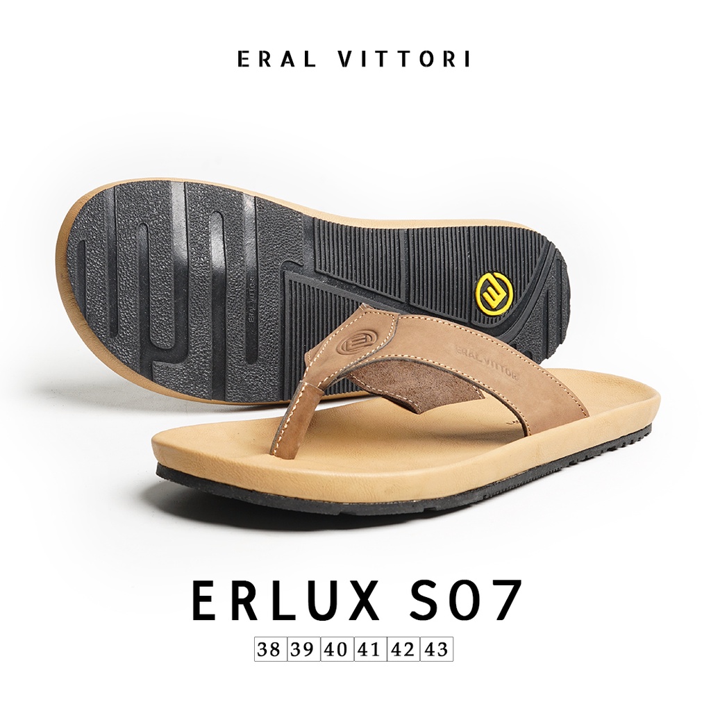 Eral Vittori - Erlux S07 Sandal Jepit Pria Kulit Kasual Harian