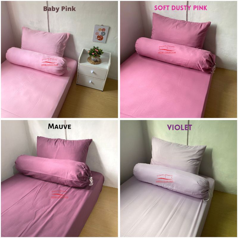 Sprei Estetik Polos Dusty Pink Tanpa Embos Bahan Polymicro Halus Ukuran 90x200 100x200 120x200 160x200 180x200