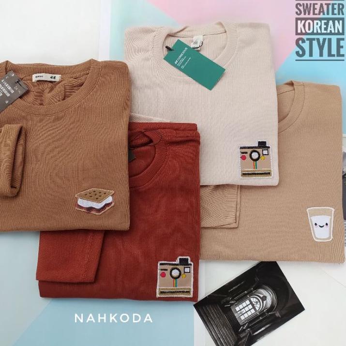 New Stock KAOS RIB PREMIUM LENGAN PANJANG WANITA / KAOS PATCH BORDIR