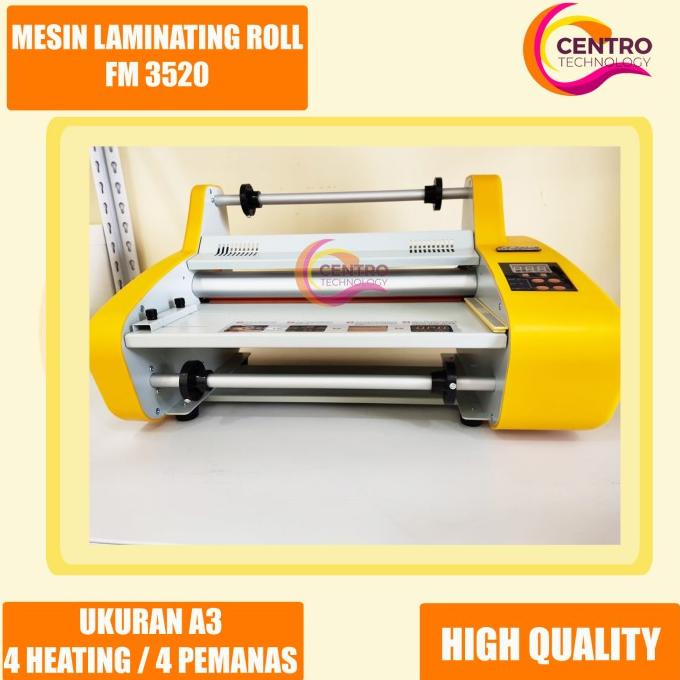 

Mesin Laminating / Laminator Roll 2 Sisi Fm 3520 Uk A3 4 Lampu Pemanas