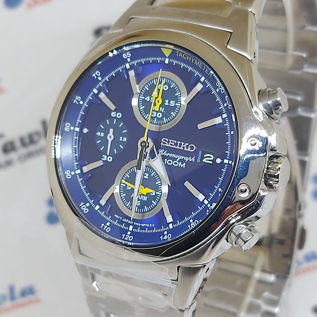 Seiko Quartz SNA493P1 Chronograph Blue Dial - Jam Tangan Pria SNA493