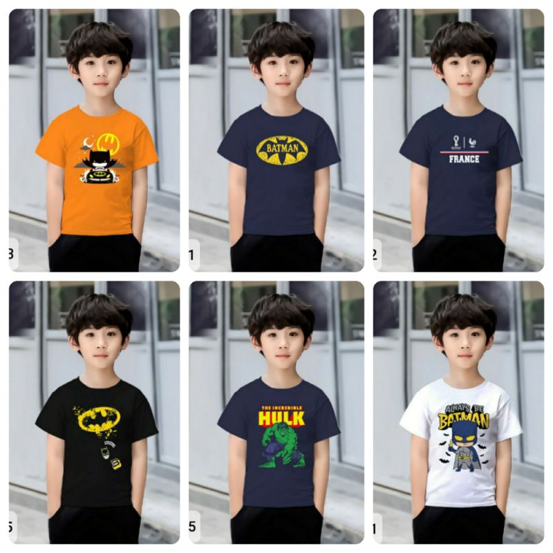 kaos distro anak umur 1-8 tahun motif superhero kualitas premium part 2