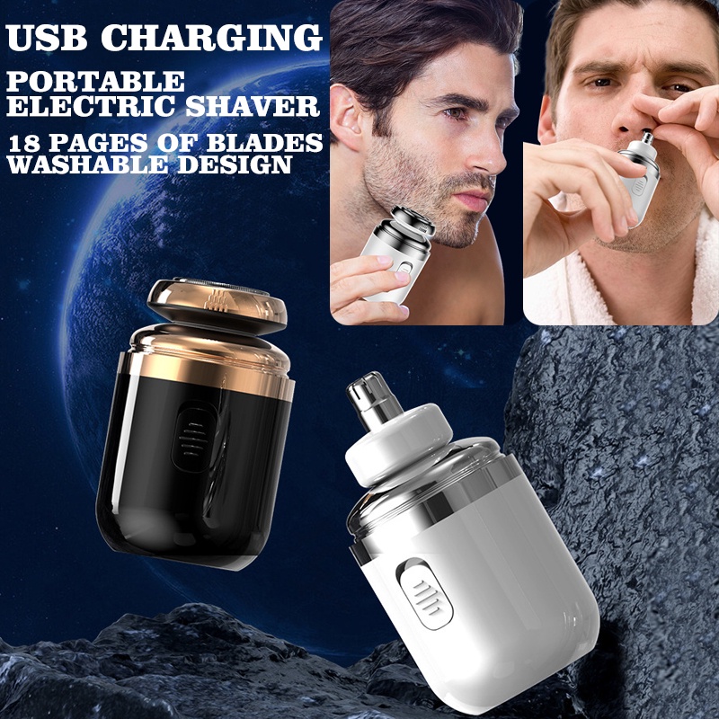 alat cukur jenggot / kumis elektrik mini portable USB Rechargeable Untuk Pria Isi Ulang Mini Pemangkas Rambut Hidung Alat Cukur Listrik