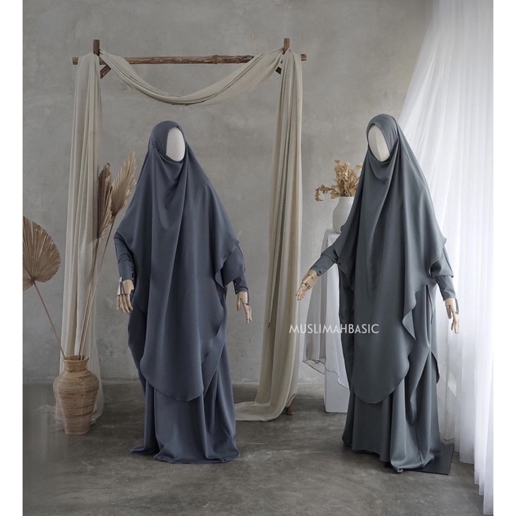 FK long instan khawla abaya lady french khimar muslimah basic