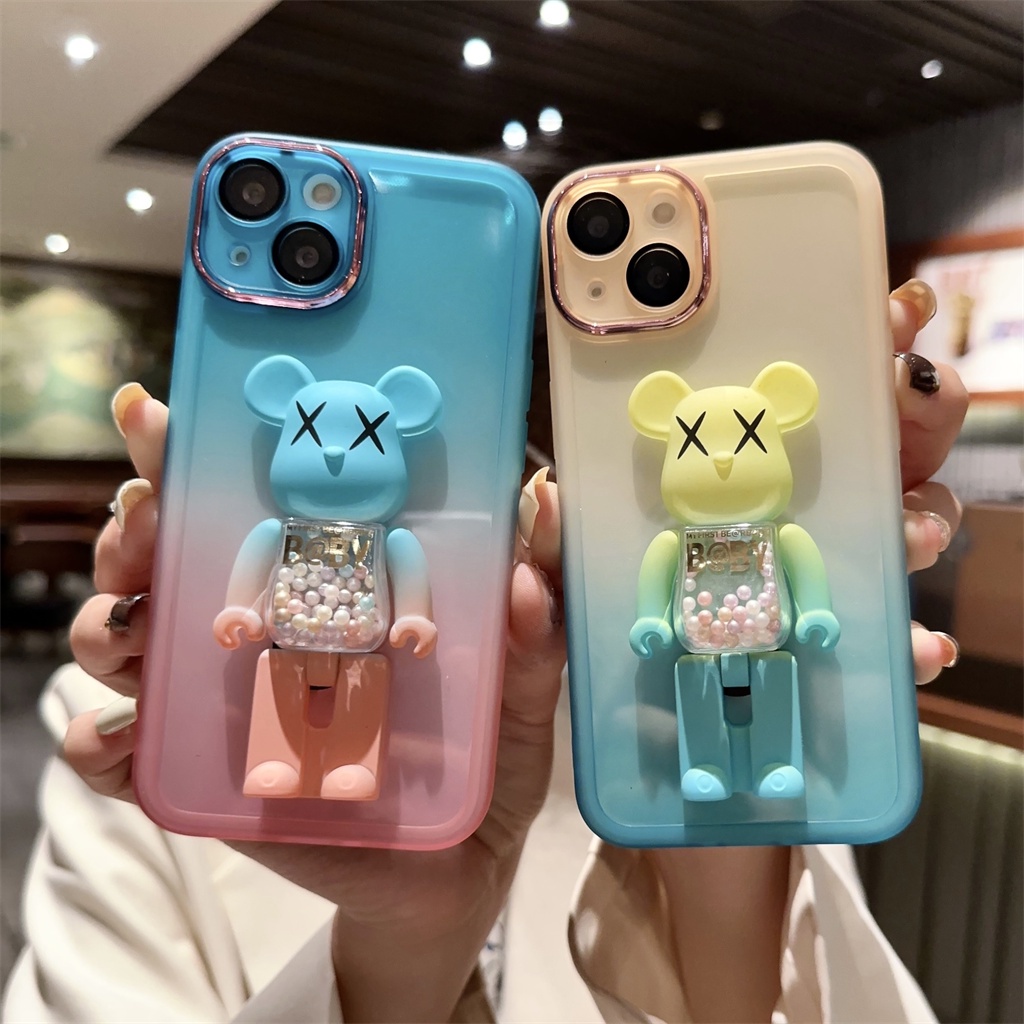 Casing film Lensa Perlindungan Kamera Mewah case iPhone 14 Pro Max Plus case iPhone 13 12 11 Pro Max Creative Aesthetic360° Bracket Putar Kartun Tertutup Penuh shockproof protection case