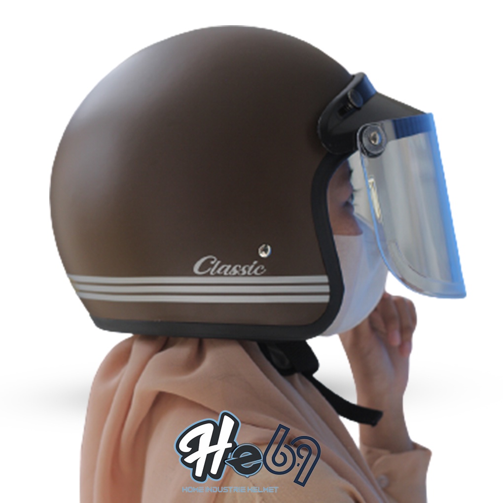 Helm Bogo Retro Classic SNI Kaca Datar/Kaca Cembung Untuk Pria Dan Wanita Dewasa COD