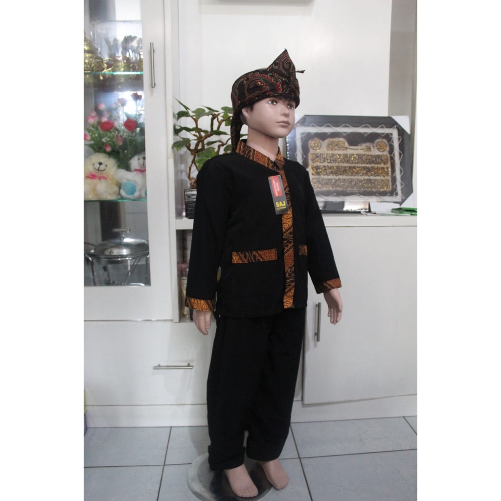 stelan baju celana pangsi silat anak anak batik dan polos tradisional sunda jawa betawi 2-6 tahun