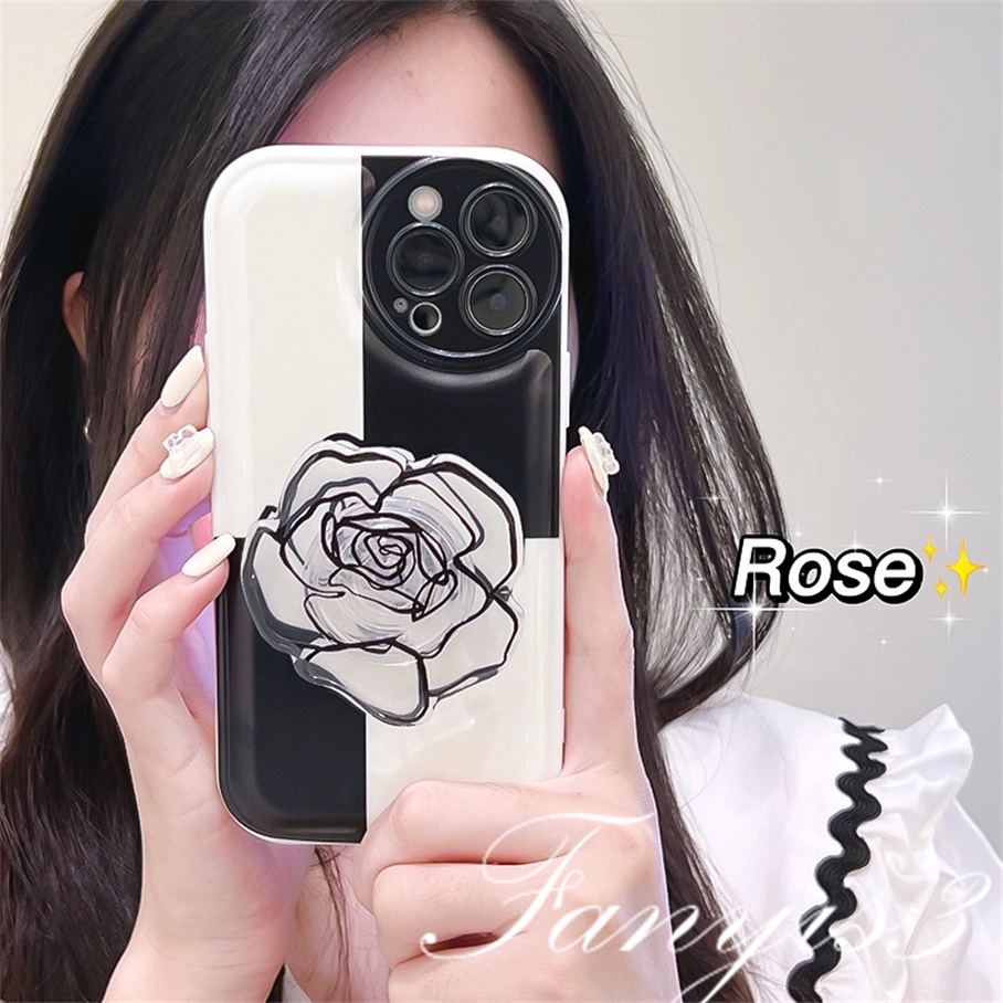 Realme C55 10 C35 C31 C30 C30s C25Y C21Y C25 C25s C12 9 Pro+ C20 C20A C11 C21 C15 C17 GT 8 7 6 5 Pro 8i 7i 5 5i 5s 6i C3 Narzo 50i 50A Telepon Mawar Hitam Putih Sarung TPU Soft Cover