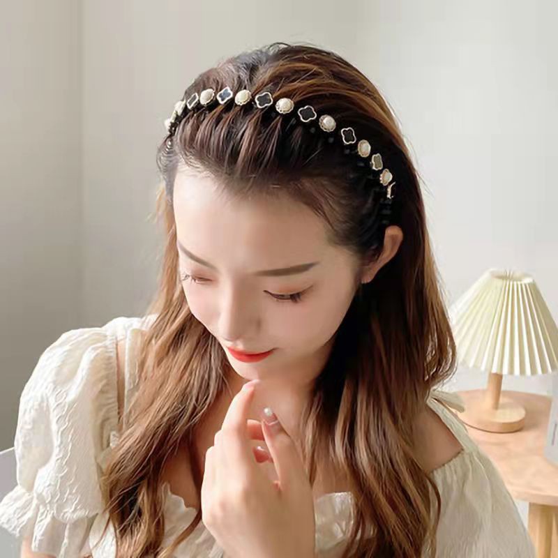 Bando korea wanita bando mutiara motif gelombang elegan import terbaru