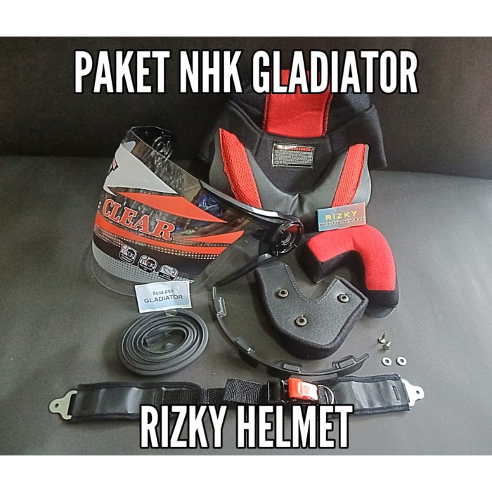 KACA HELM + BUSA HELM NHK GLADIATOR, TALI HELM + LIS KARET
