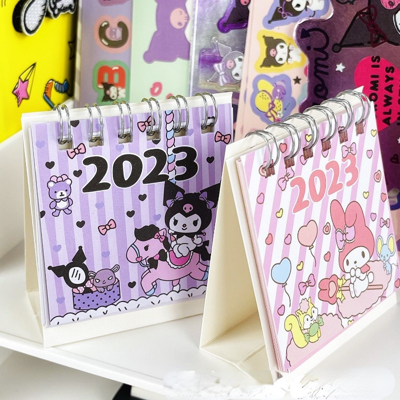 2023kalender Meja Kartun Lipat Mini Standing Notebook Kreatif Siswa Tabletop Ornamen Rencana Lucu Tulisan Kertas Kalender Untuk Kantor Sekolah Keluarga