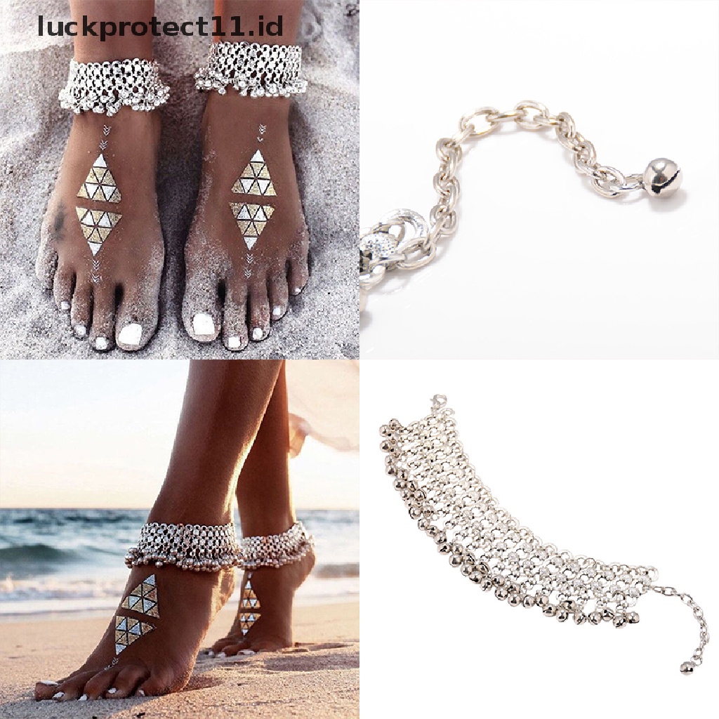 /Fashion Hot// Fashion// Mode Baru Seksi Perak Gelang Kaki Rantai Ankle Bracelet Foot Jewelry Barefoot Sandal.