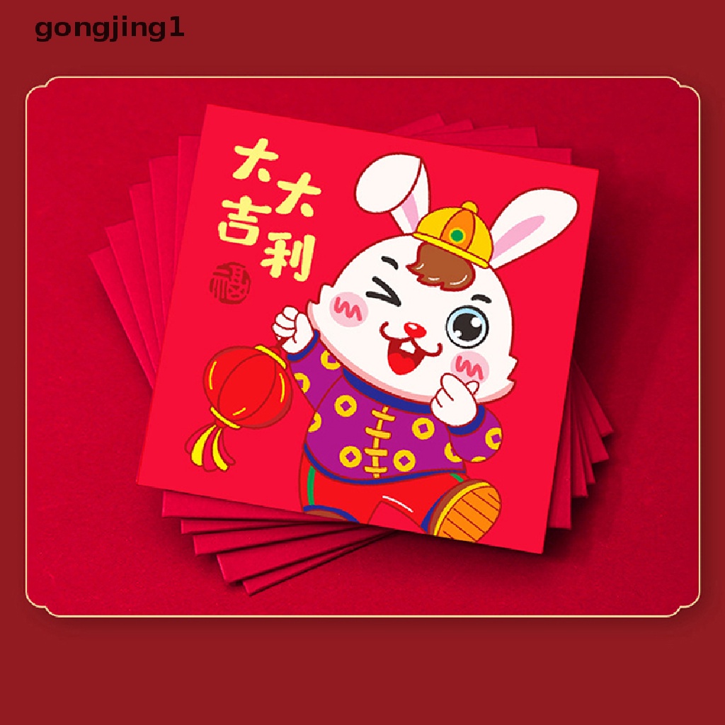 Ggg 6Pcs Year Of The Rabbit Spring Festival Tahun Baru Menebal Amplop Merah Lucu Beruntung Money Packet Amplop Merah Imlek Untuk Tahun Baru Greegs ID