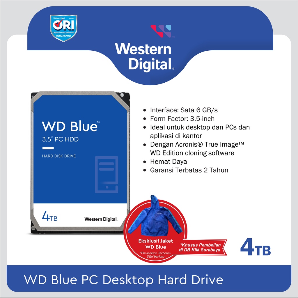 Harddisk Internal WD Blue 4TB 3.5 Inch SATA - HDD WDC BLUE 4TB 3.5&quot;