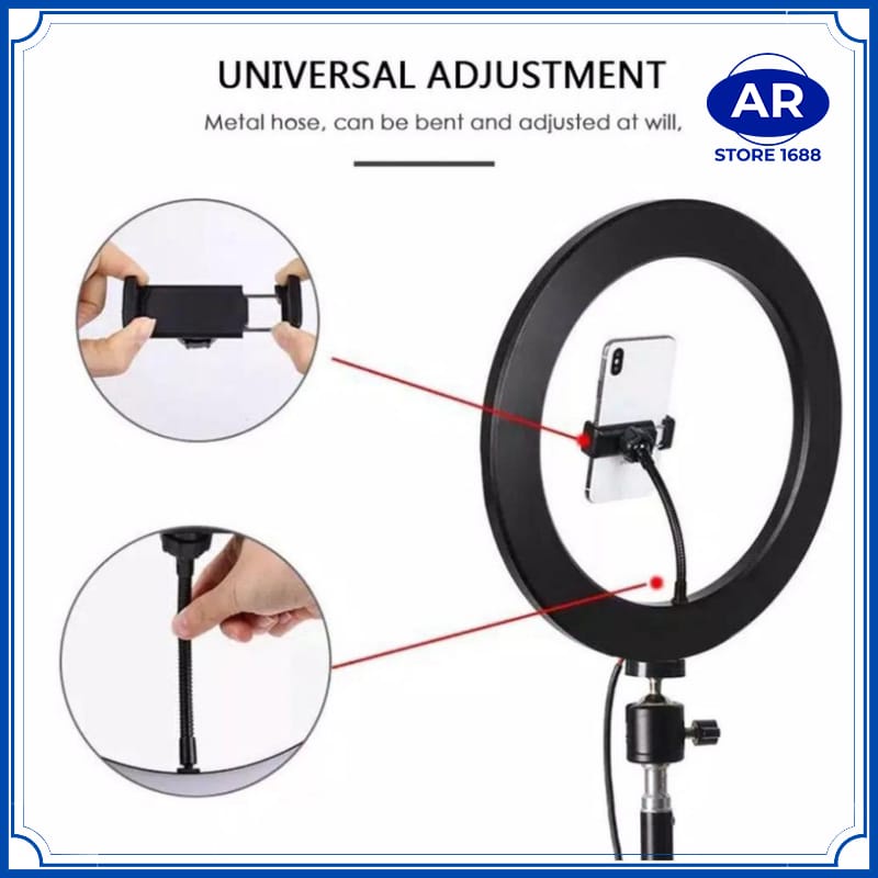 AR-RING LIGHT LED 26CM Lampu 26 cm Make Up Vlog Lampu Ringlight Tripod 55cm 1.1m 1.6m 2.1m