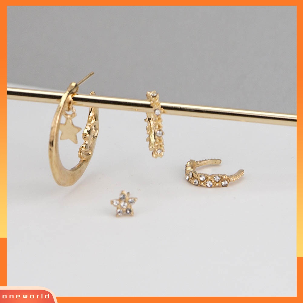 [WONE] 1/4pc Wanita Mutiara Imitasi Rantai Berlian Imitasi Ear Stud Cuff Clip On Earrings Jewelry