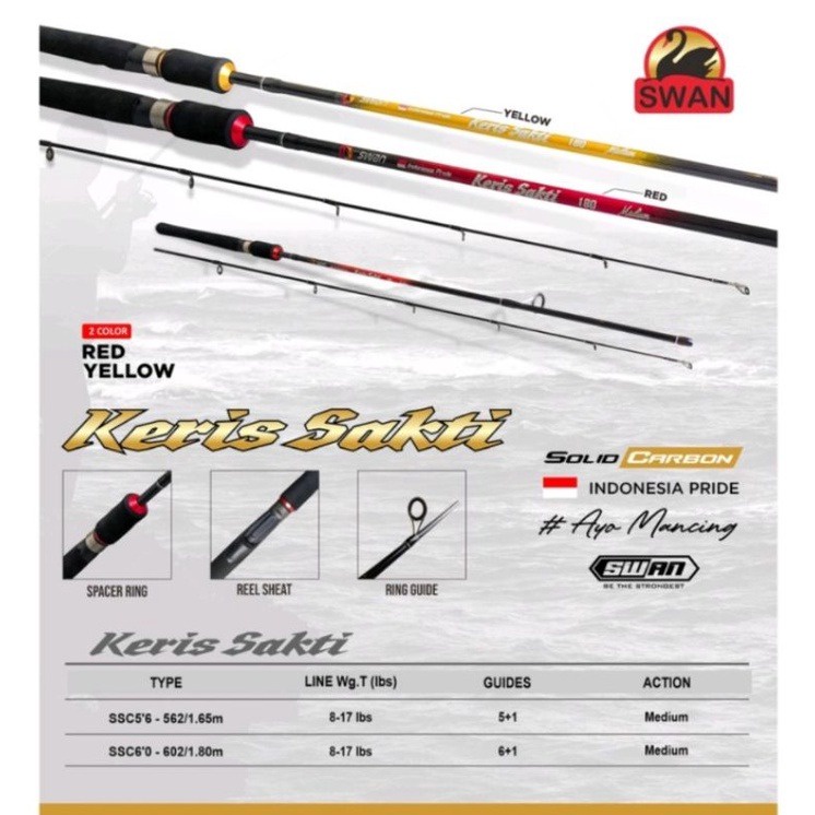 joran karbon solid swan keris sakti 165cm dan 180cm