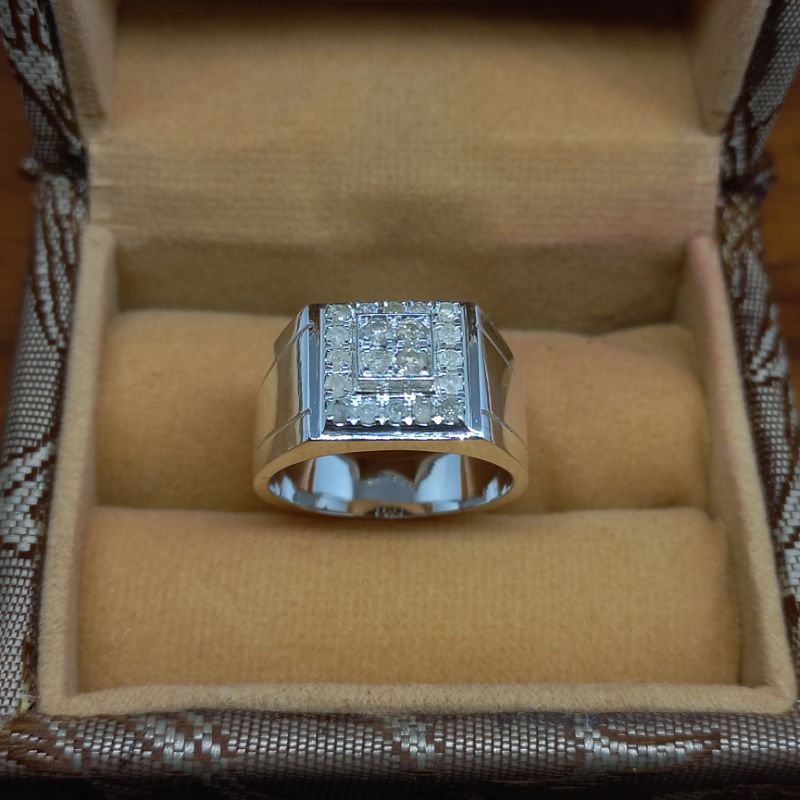 cincin berlian pria asli ring silver