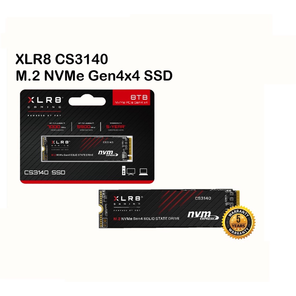 PNY XLR8 SSD M2 NVME 8TB CS3140 PCIE Gen 4 x4 M.2 2280