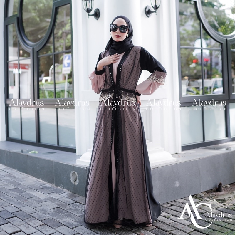 Abaya Syari Gamis Maxi Dress Arab Saudi Bordir Zephy Turki Umroh Dubai Turkey India Wanita Hitamjo 867