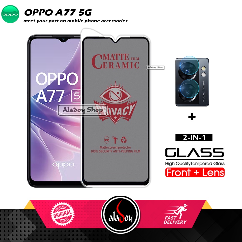 PAKET 2IN1 Anti Gores Privacy Oppo A77 5G + Tempered Glass Kamera