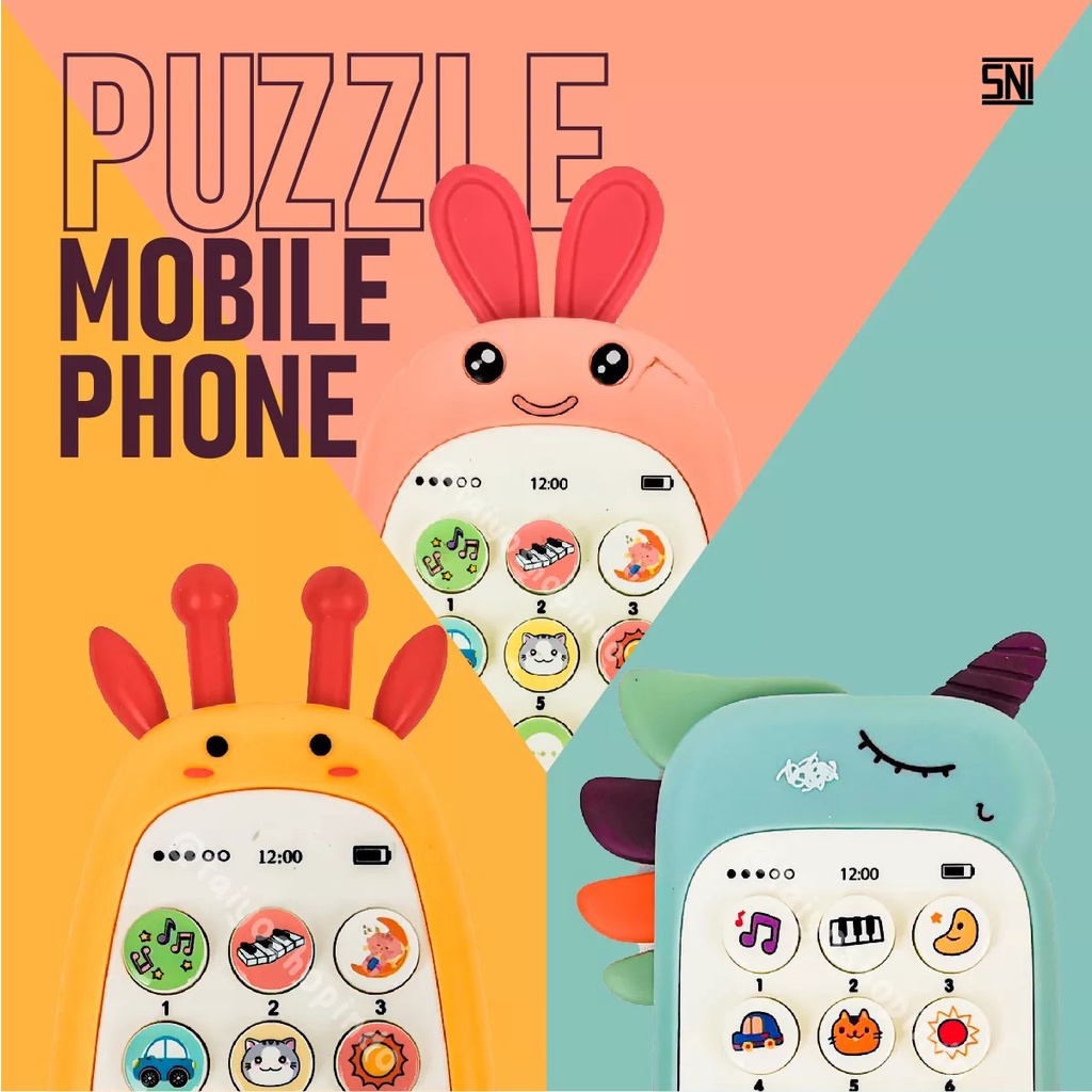 Mainan Bayi HP Baby Music Phone Puzzle Mobile Ponsel Musik Edukasi Baby Bilingual Bunyi Telepon Lucu