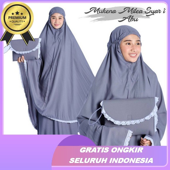 Jennabia - Mukena Dewasa Jumbo Premium Bordir Mewah Bunga Tulipa Humaira Mungkena Rayon Adem Mukenah